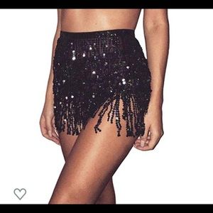 Festival tie sequin skirt